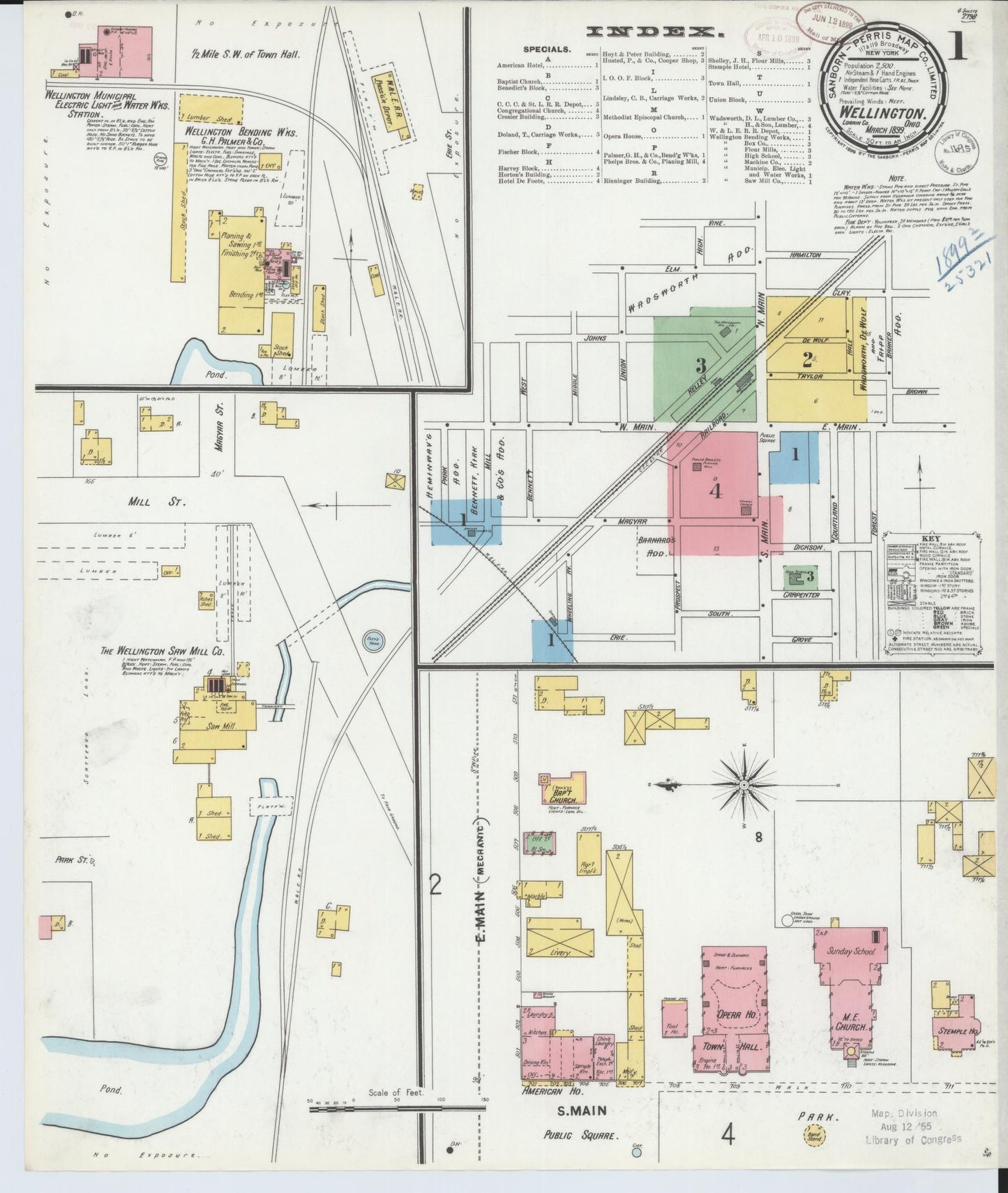 Sanborn Fire Insurance Map from Wellington, Lorain County, Ohio (1899), Sheet #0001 - Historic Sanborn Fire Insurance Map Print, vintage old map wall art, antique decor, genealogy gift, Ohio Ohio map