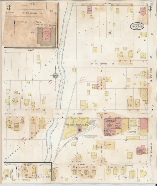 Sanborn Fire Insurance Map from Jackson, Cape Girardeau County, Missouri (1941), Sheet #0003 - Historic Sanborn Fire Insurance Map Print, vintage old map wall art, antique decor, genealogy gift, Missouri Missouri map