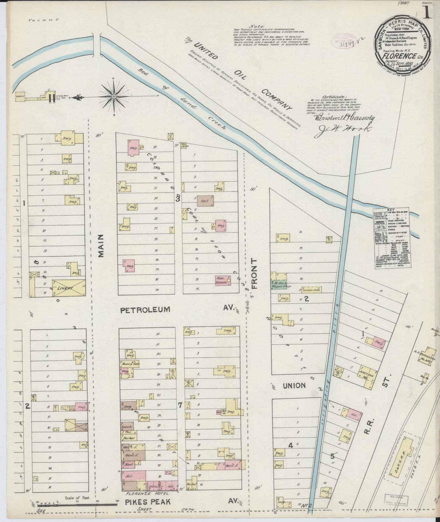 Sanborn Fire Insurance Map from Florence, Fremont County, Colorado. (1890) – Historic Sanborn Fire Insurance Map Print