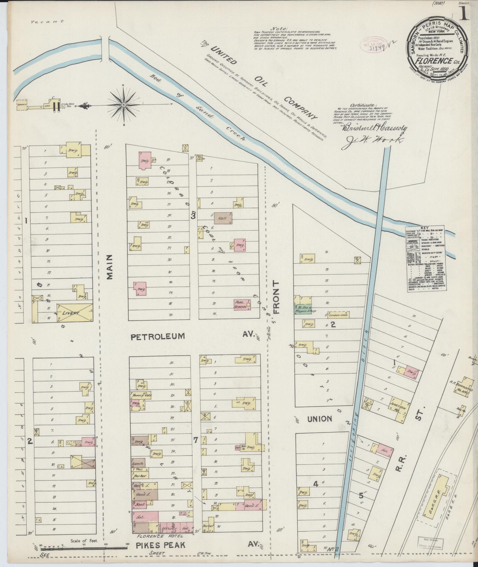 Sanborn Fire Insurance Map from Florence, Fremont County, Colorado. (1890) – Historic Sanborn Fire Insurance Map Print