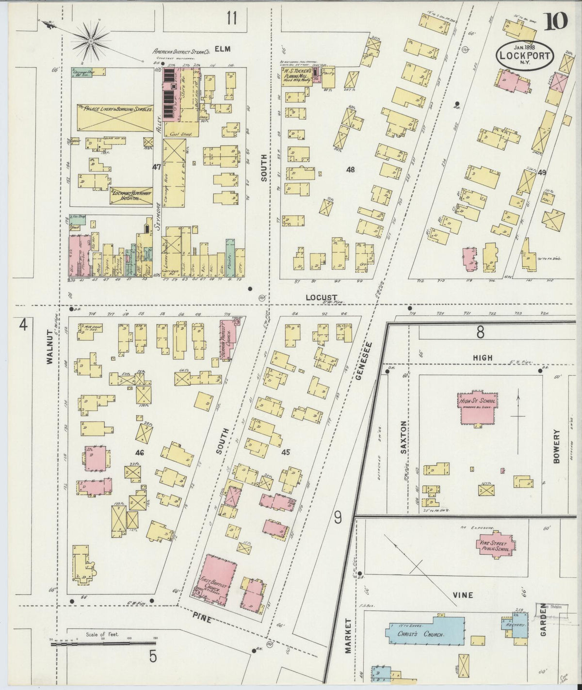 Sanborn Fire Insurance Map from Lockport, Niagara County, New York (1898), Sheet #0010 - Complete Map Set gallery image, historic Sanborn map, vintage wall art, New York New York