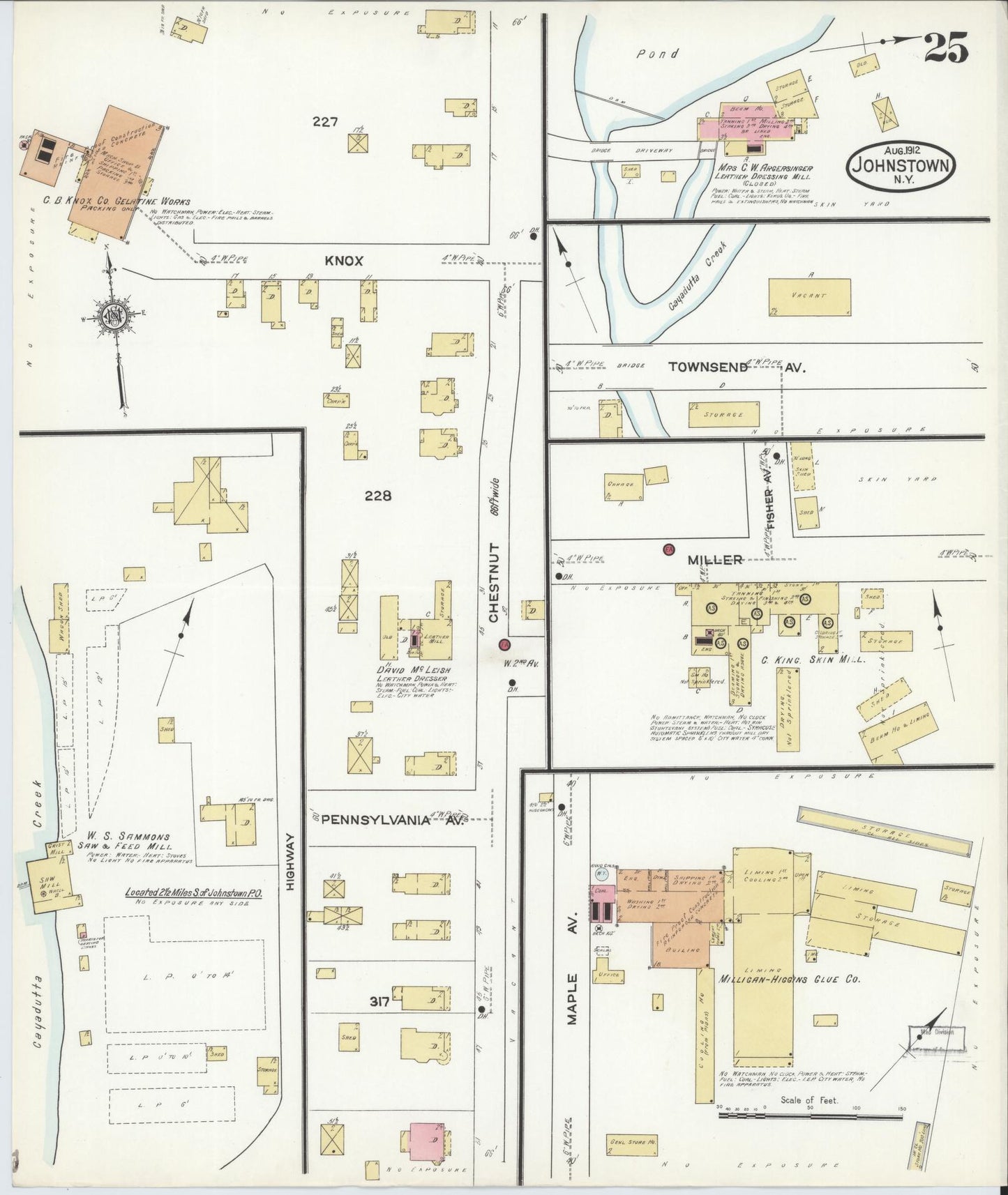 Sanborn Fire Insurance Map from Johnstown, Fulton County, New York (1912), Sheet #0025 - Complete Map Set gallery image, historic Sanborn map, vintage wall art, New York New York