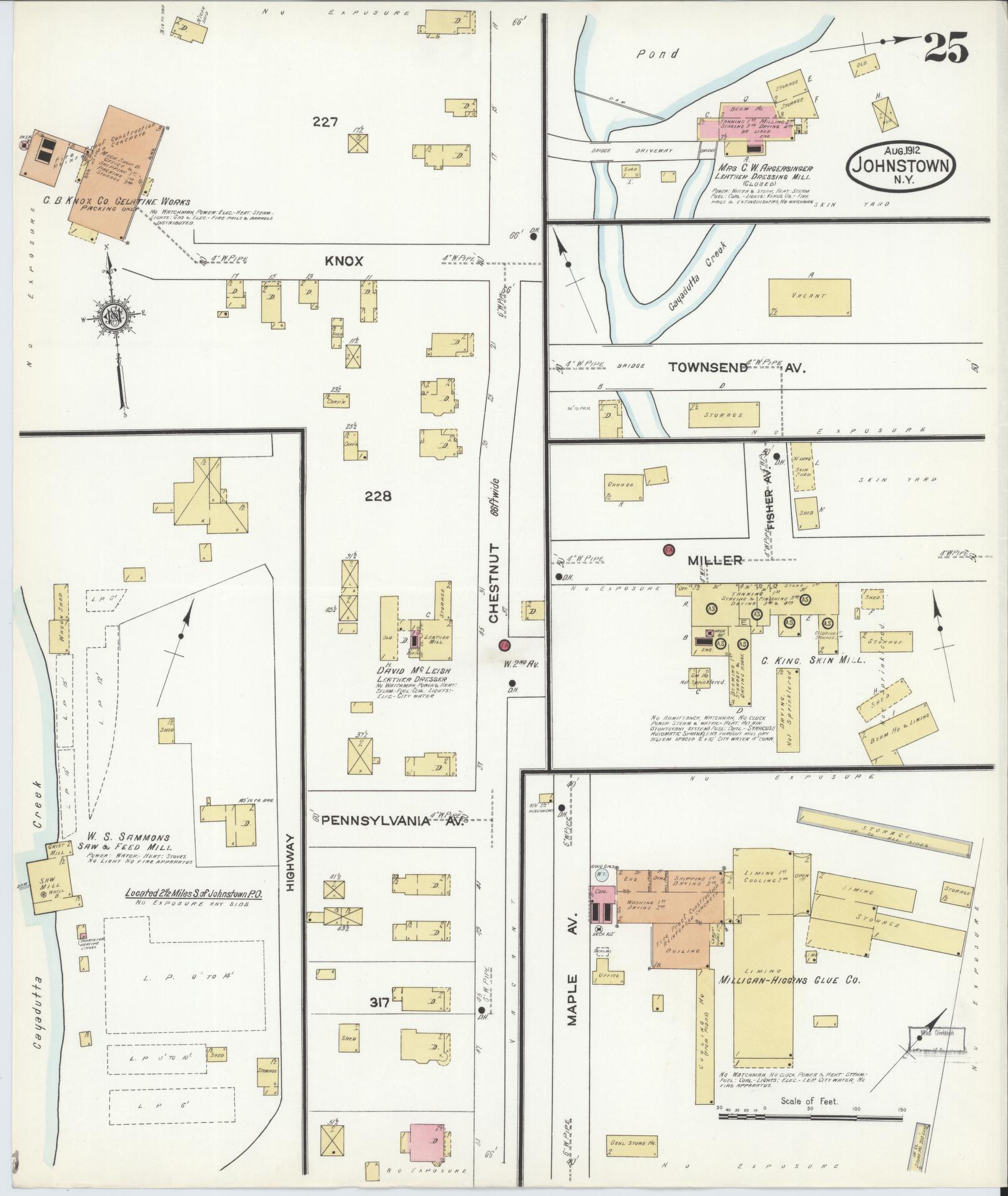 Sanborn Fire Insurance Map from Johnstown, Fulton County, New York (1912), Sheet #0025 - Complete Map Set gallery image, historic Sanborn map, vintage wall art, New York New York