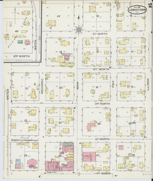 Sanborn Fire Insurance Map from Lewistown, Fulton County, Illinois (1893), Sheet #0002 - Historic Sanborn Fire Insurance Map Print, vintage old map wall art, antique decor, genealogy gift, Illinois Illinois map