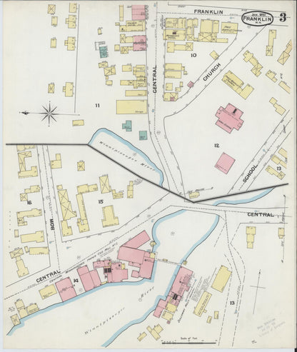 Sanborn Fire Insurance Map from Franklin, Merrimack County, New Hampshire (1892), Sheet #0003 - Complete Map Set gallery image, historic Sanborn map, vintage wall art, New Hampshire New Hampshire