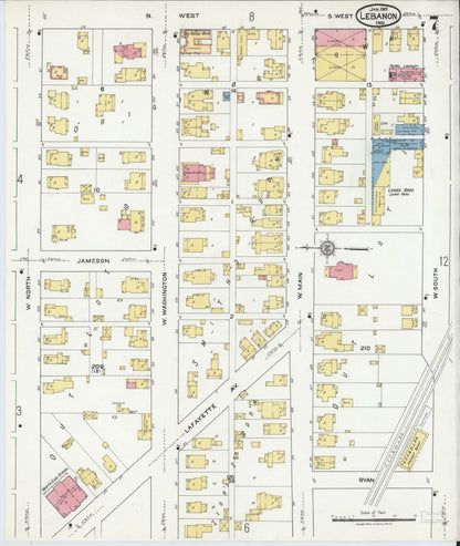 Sanborn Fire Insurance Map from Lebanon, Boone County, Indiana (1919), Sheet #0007 - Complete Map Set gallery image, historic Sanborn map, vintage wall art, Indiana Indiana