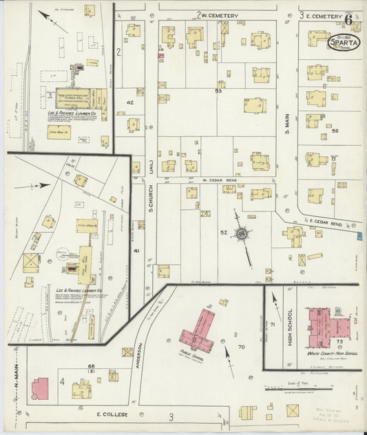 Sanborn Fire Insurance Map from Sparta, White County, Tennessee (1921), Sheet #0006 - Historic Sanborn Fire Insurance Map Print, vintage old map wall art, antique decor, genealogy gift, Tennessee Tennessee map