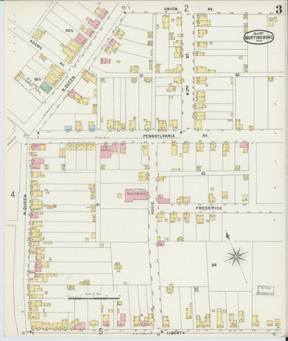 Sanborn Fire Insurance Map from Martinsburg, Berkeley County, West Virginia (1897), Sheet #0003 - Complete Map Set gallery image, historic Sanborn map, vintage wall art, West Virginia West Virginia