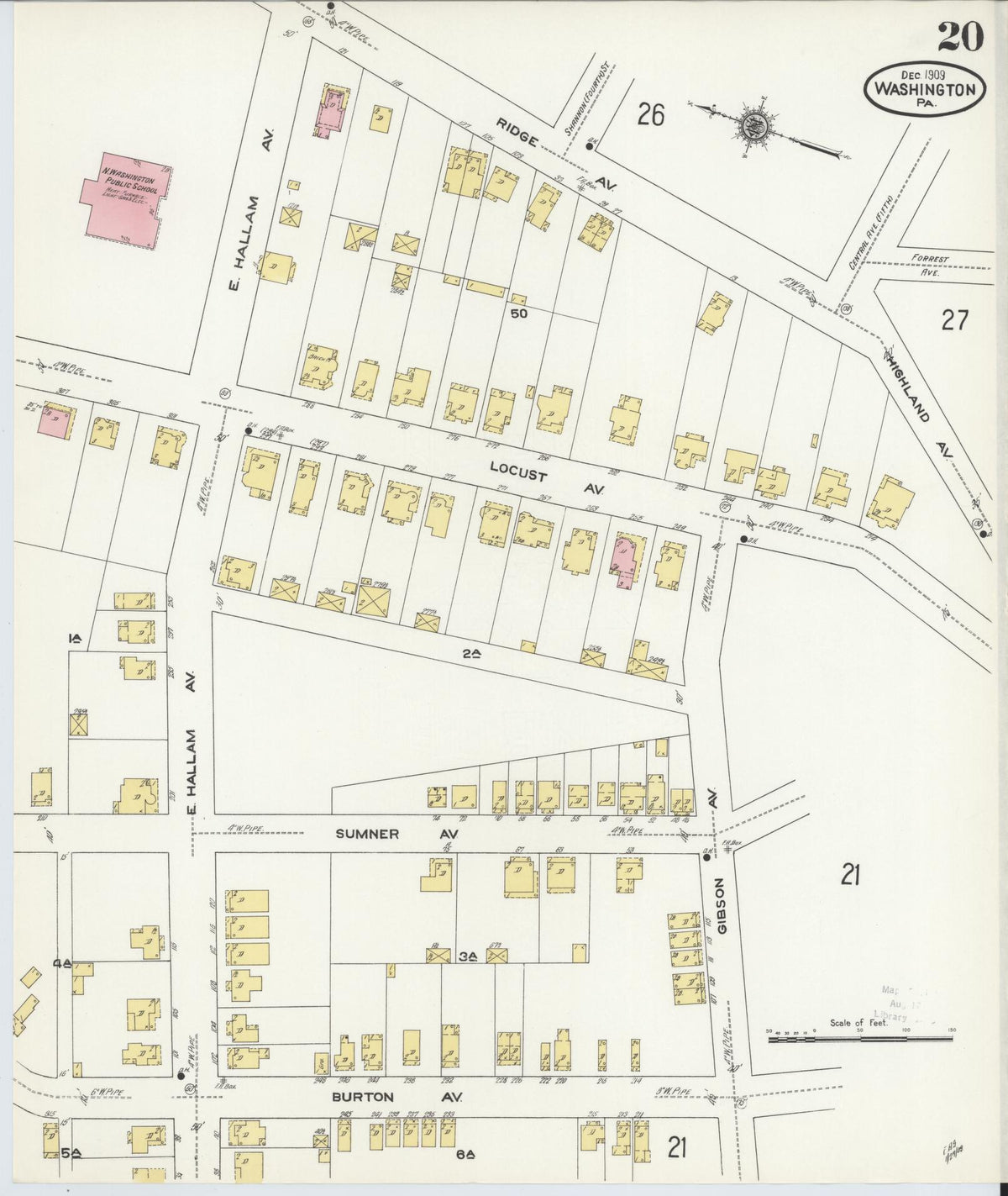 Sanborn Fire Insurance Map from Washington, Washington County, Pennsylvania (1909), Sheet #0020 - Complete Map Set gallery image, historic Sanborn map, vintage wall art, Sanborn Fire Insurance Map from Washington Washington
