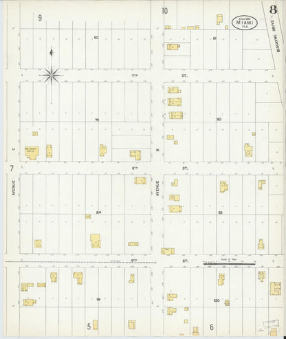 Sanborn Fire Insurance Map from Miami, Dade County, Florida (1903), Sheet #0008 - Complete Map Set gallery image, historic Sanborn map, vintage wall art, Florida Florida