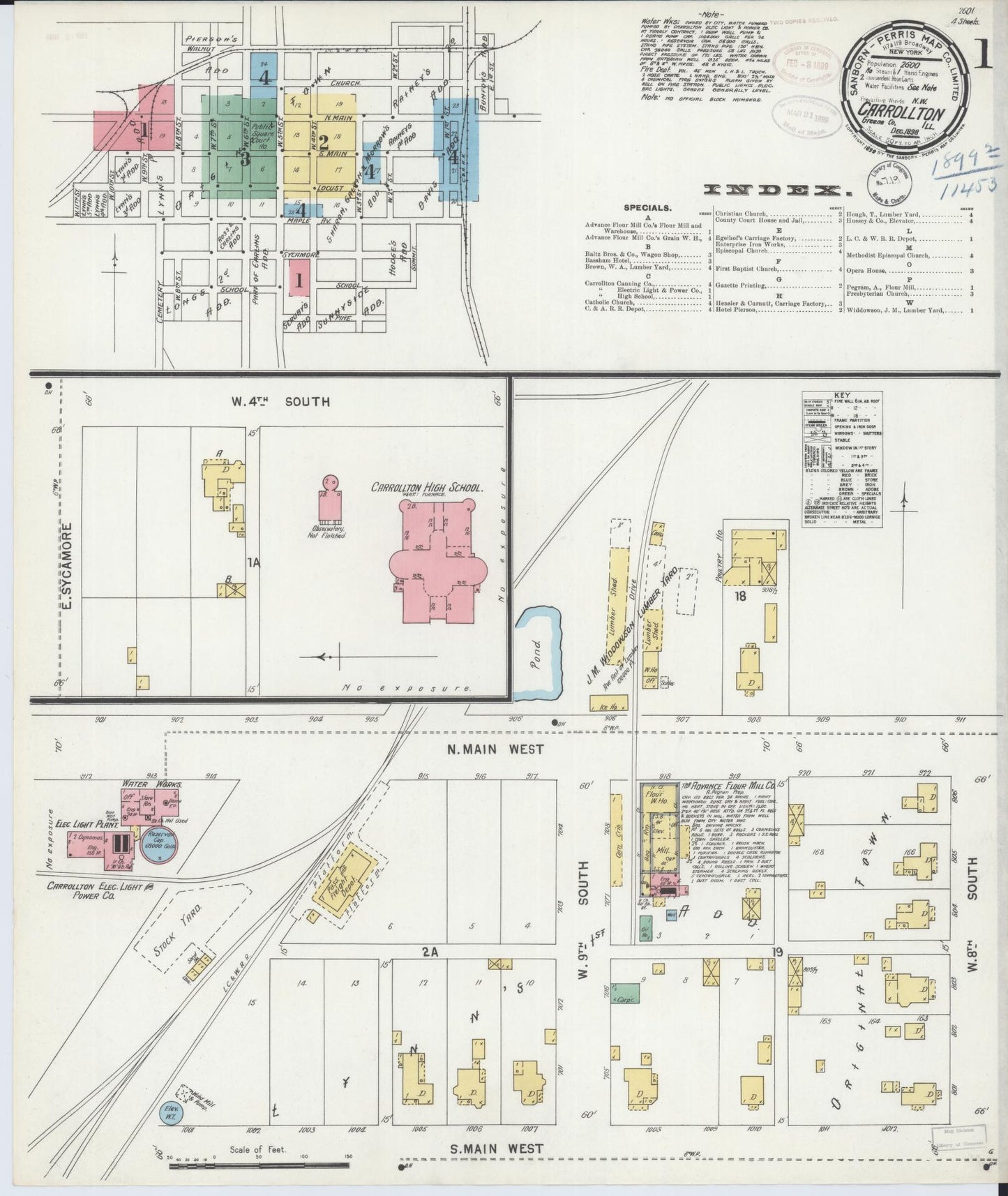 Sanborn Fire Insurance Map from Carrollton, Greene County, Illinois (1898), Sheet #0001 - Complete Map Set gallery image, historic Sanborn map, vintage wall art, Illinois Illinois