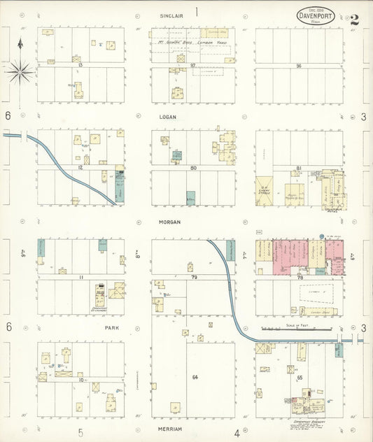 Sanborn Fire Insurance Map from Davenport, Lincoln County, Washington (1898), Sheet #0002 - Historic Sanborn Fire Insurance Map Print, vintage old map wall art, antique decor, genealogy gift, Washington Washington map