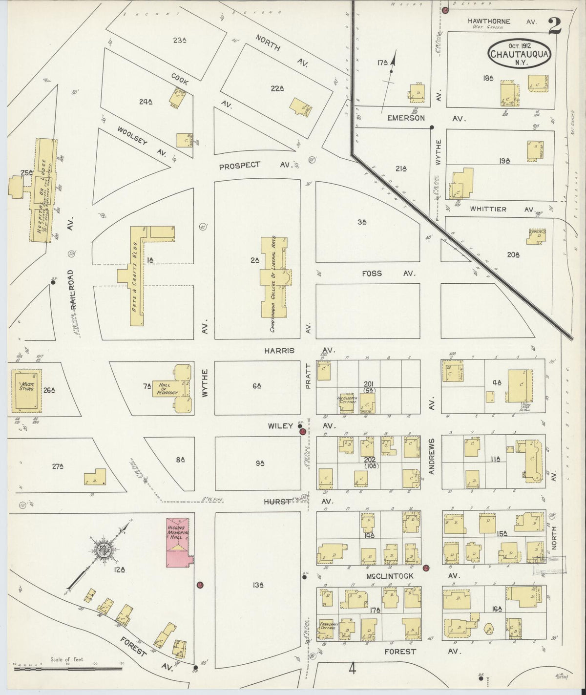 Sanborn Fire Insurance Map from Chautauqua, Chautauqua County, New York (1912), Sheet #0002 - Historic Sanborn Fire Insurance Map Print, vintage old map wall art, antique decor, genealogy gift, New York New York map