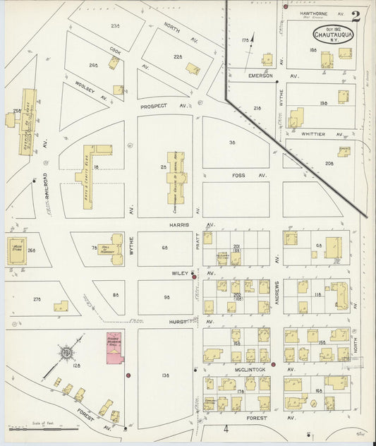 Sanborn Fire Insurance Map from Chautauqua, Chautauqua County, New York (1912), Sheet #0002 - Historic Sanborn Fire Insurance Map Print, vintage old map wall art, antique decor, genealogy gift, New York New York map