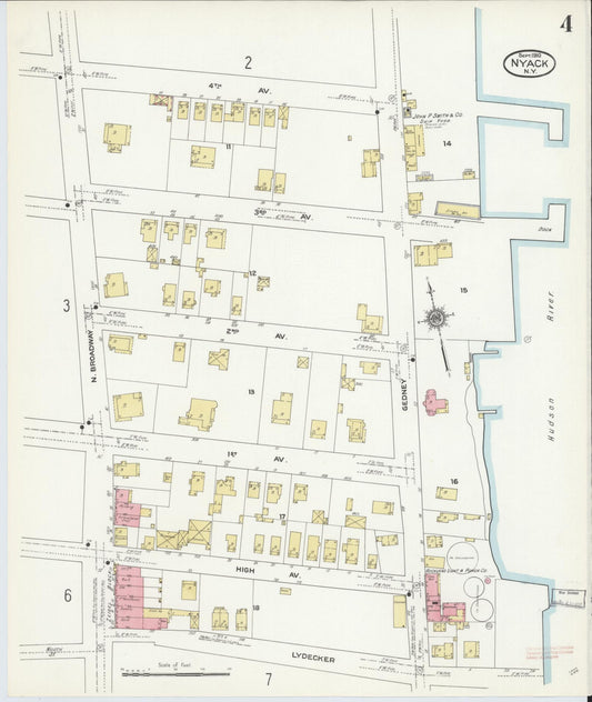 Sanborn Fire Insurance Map from Nyack, Rockland County, New York (1910), Sheet #0004 - Historic Sanborn Fire Insurance Map Print, vintage old map wall art, antique decor, genealogy gift, New York New York map