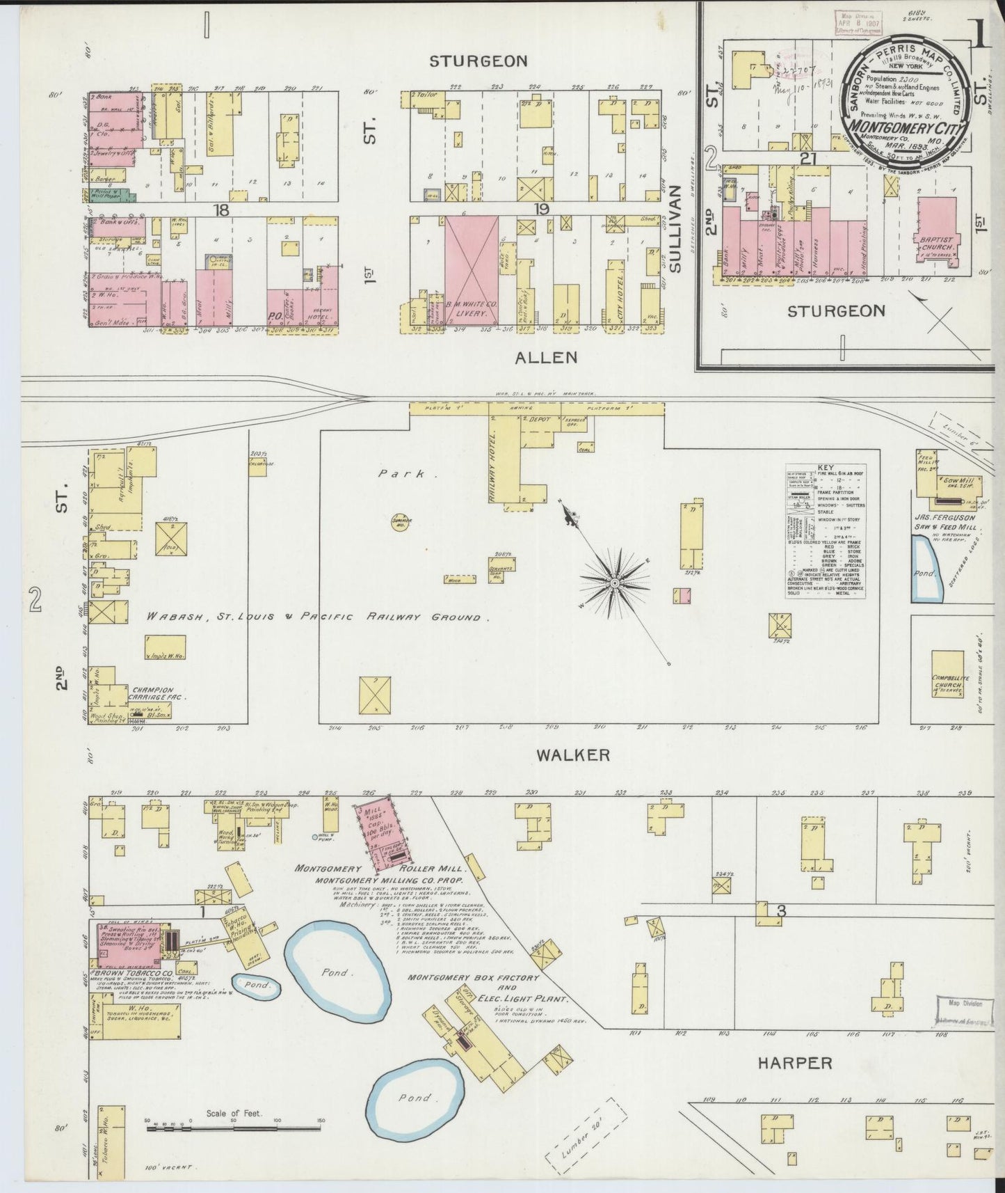 Sanborn Fire Insurance Map from Montgomery City, Montgomery County, Missouri. (1893) – Historic Sanborn Fire Insurance Map Print