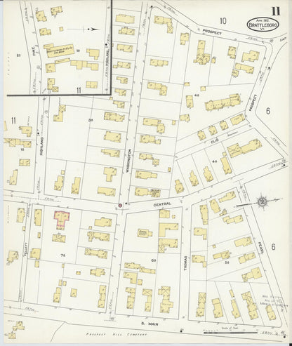 Sanborn Fire Insurance Map from Brattleboro, Windham County, Vermont (1912), Sheet #0011 - Complete Map Set gallery image, historic Sanborn map, vintage wall art, Vermont Vermont