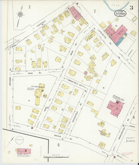 Sanborn Fire Insurance Map from Suffern, Rockland County, New York (1913), Sheet #0003 - Historic Sanborn Fire Insurance Map Print, vintage old map wall art, antique decor, genealogy gift, New York New York map