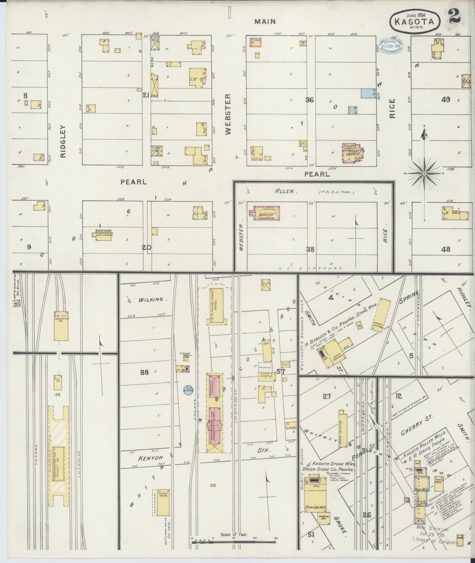 Sanborn Fire Insurance Map from Kasota, Le Sueur County, Minnesota (1894), Sheet #0002 - Complete Map Set gallery image, historic Sanborn map, vintage wall art, Minnesota Minnesota