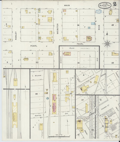 Sanborn Fire Insurance Map from Kasota, Le Sueur County, Minnesota (1894), Sheet #0002 - Complete Map Set gallery image, historic Sanborn map, vintage wall art, Minnesota Minnesota