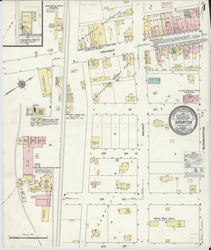 Sanborn Fire Insurance Map from Morton, Tazewell County, Illinois (1910), Sheet #0001 - Complete Map Set gallery image, historic Sanborn map, vintage wall art, Illinois Illinois