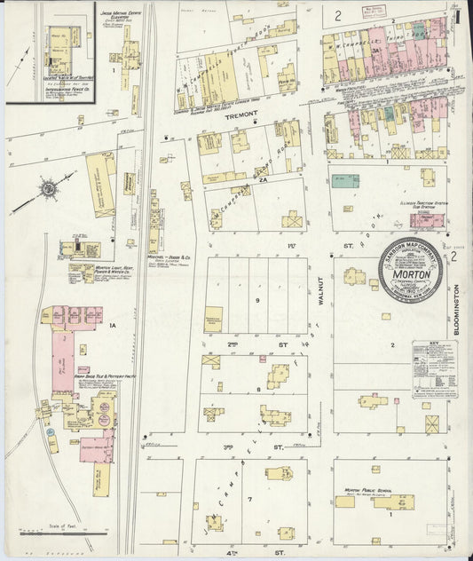 Sanborn Fire Insurance Map from Morton, Tazewell County, Illinois (1910), Sheet #0001 - Complete Map Set gallery image, historic Sanborn map, vintage wall art, Illinois Illinois
