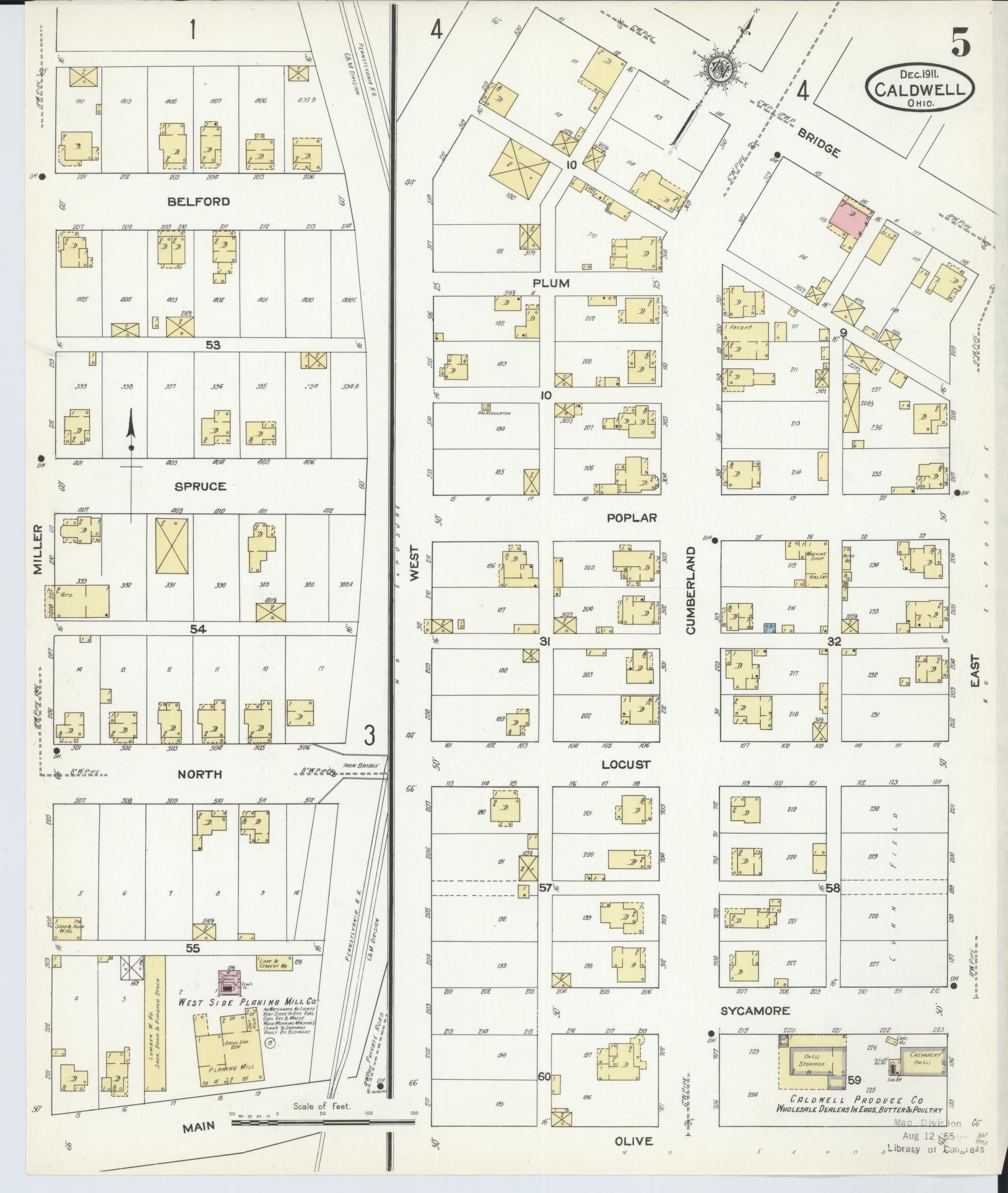 Sanborn Fire Insurance Map from Caldwell, Noble County, Ohio (1911), Sheet #0005 - Historic Sanborn Fire Insurance Map Print, vintage old map wall art, antique decor, genealogy gift, Ohio Ohio map
