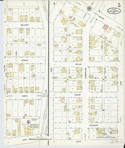 Sanborn Fire Insurance Map from Caldwell, Noble County, Ohio (1911), Sheet #0005 - Historic Sanborn Fire Insurance Map Print, vintage old map wall art, antique decor, genealogy gift, Ohio Ohio map