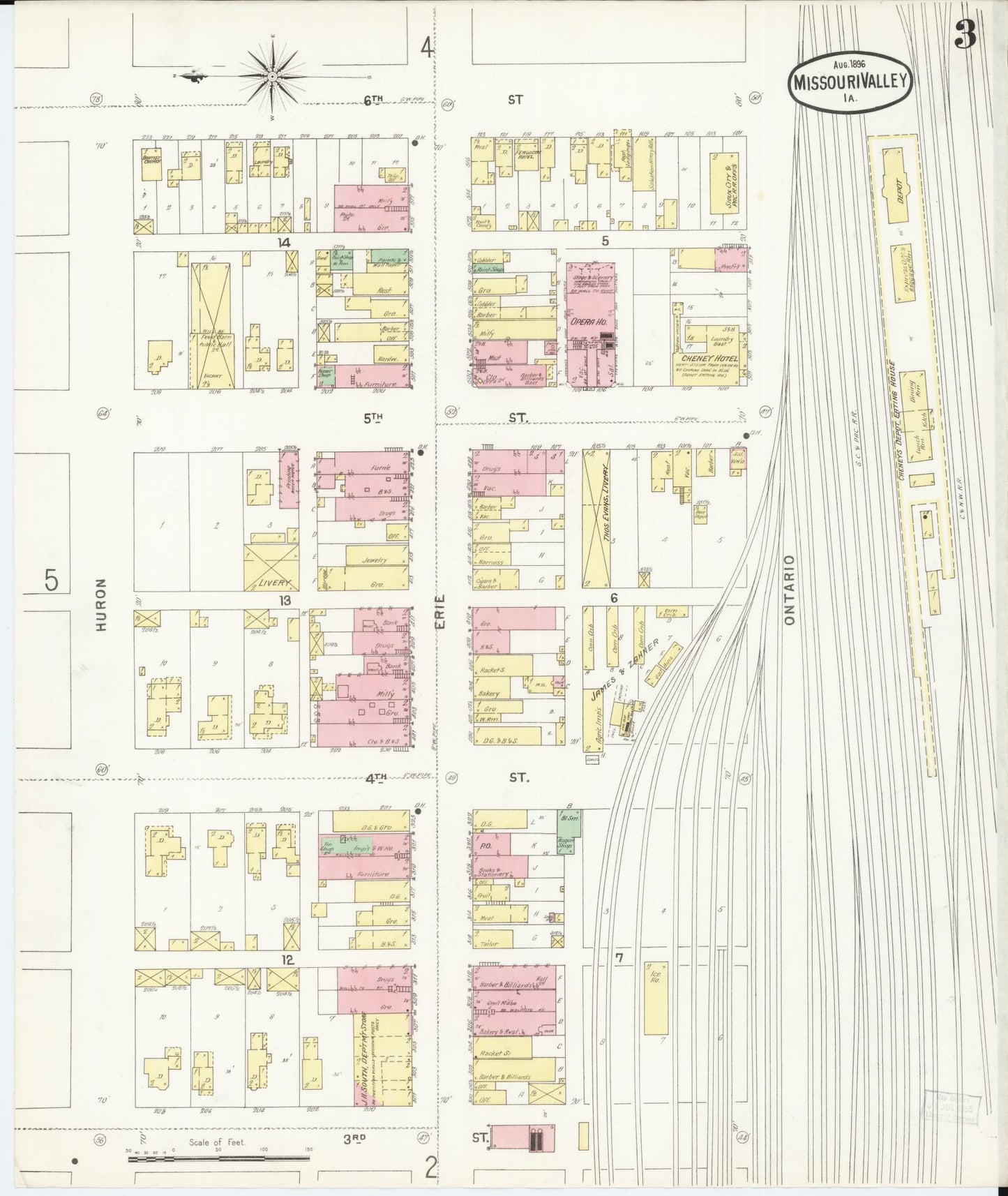 Sanborn Fire Insurance Map from Missouri Valley, Harrison County, Iowa (1896), Sheet #0003 - Historic Sanborn Fire Insurance Map Print