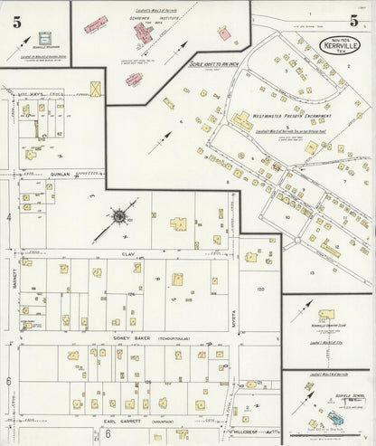 Sanborn Fire Insurance Map from Kerrville, Kerr County, Texas (1924), Sheet #0005 - Historic Sanborn Fire Insurance Map Print, vintage old map wall art, antique decor, genealogy gift, Texas Texas map