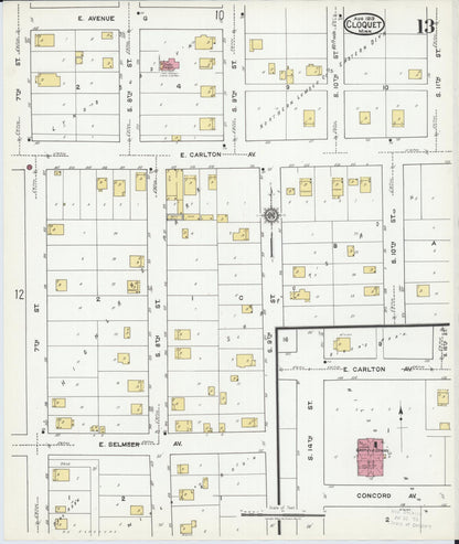 Sanborn Fire Insurance Map from Cloquet, Carlton County, Minnesota (1919), Sheet #0013 - Historic Sanborn Fire Insurance Map Print, vintage old map wall art, antique decor, genealogy gift, Minnesota Minnesota map