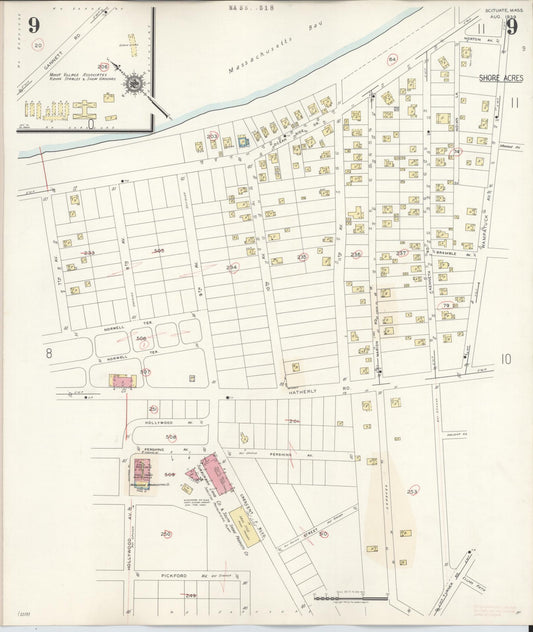 Sanborn Fire Insurance Map from Scituate, Plymouth County, Massachusetts (1944), Sheet #0009 - Historic Sanborn Fire Insurance Map Print, vintage old map wall art, antique decor, genealogy gift, Massachusetts Massachusetts map