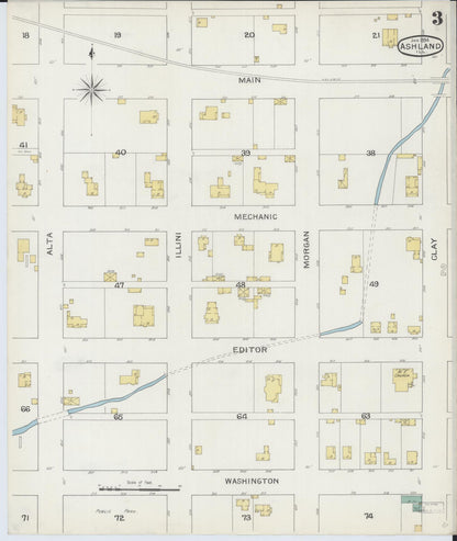 Sanborn Fire Insurance Map from Ashland, Cass County, Illinois (1894), Sheet #0003 - Complete Map Set gallery image, historic Sanborn map, vintage wall art, Illinois Illinois