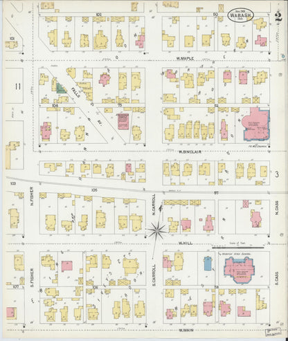 Sanborn Fire Insurance Map from Wabash, Wabash County, Indiana (1901), Sheet #0002 - Historic Sanborn Fire Insurance Map Print, vintage old map wall art, antique decor, genealogy gift, Indiana Indiana map