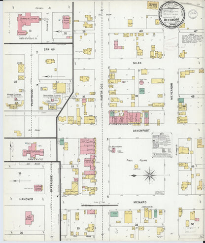 Sanborn Fire Insurance Map from Metamora, Woodford County, Illinois (1899), Sheet #0001 - Historic Sanborn Fire Insurance Map Print, vintage old map wall art, antique decor, genealogy gift, Illinois Illinois map