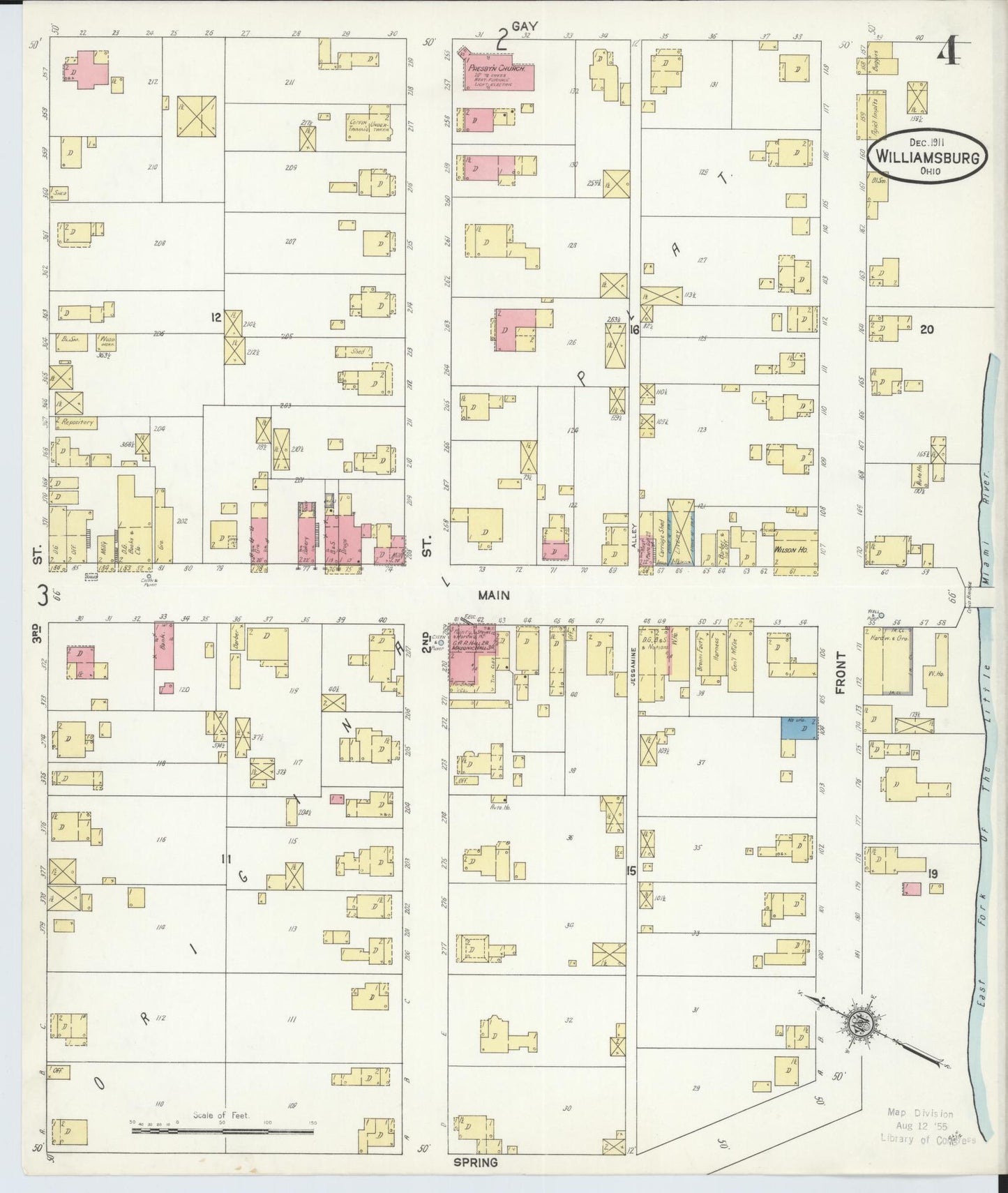 Sanborn Fire Insurance Map from Williamsburg, Clermont County, Ohio (1911), Sheet #0004 - Complete Map Set gallery image, historic Sanborn map, vintage wall art, Ohio Ohio