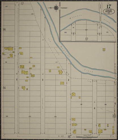 Sanborn Fire Insurance Map from Seaside, Clatsop County, Oregon (1921), Sheet #0017 - Complete Map Set gallery image, historic Sanborn map, vintage wall art, Oregon Oregon