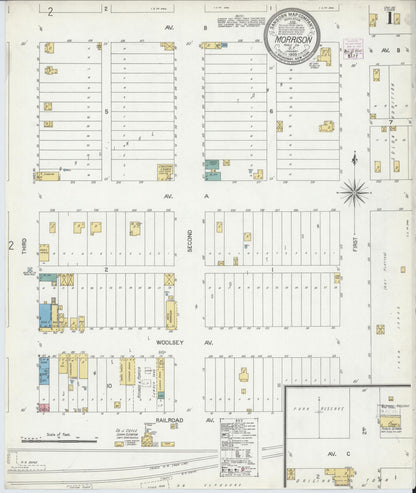 Sanborn Fire Insurance Map from Morrison, Noble County, Oklahoma (1905), Sheet #0001 - Complete Map Set gallery image, historic Sanborn map, vintage wall art, Oklahoma Oklahoma