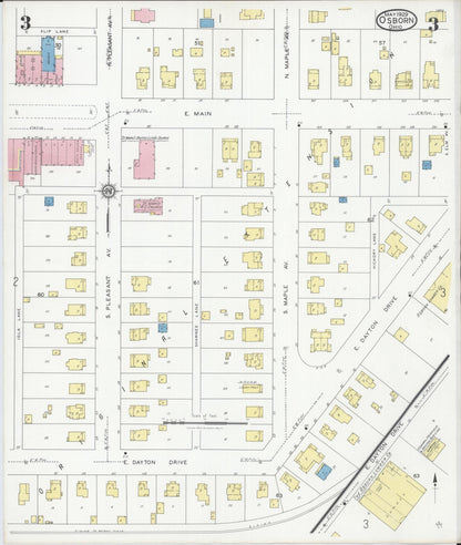 Sanborn Fire Insurance Map from Osborn, Greene County, Ohio (1929), Sheet #0003 - Complete Map Set gallery image, historic Sanborn map, vintage wall art, Ohio Ohio
