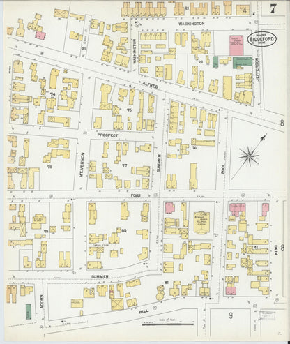 Sanborn Fire Insurance Map from Biddeford, York County, Maine (1901), Sheet #0007 - Complete Map Set gallery image, historic Sanborn map, vintage wall art, Maine Maine
