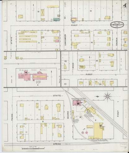 Sanborn Fire Insurance Map from Gibson City, Ford County, Illinois (1894), Sheet #0004 - Complete Map Set gallery image, historic Sanborn map, vintage wall art, Illinois Illinois