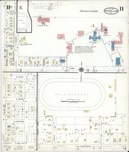 Sanborn Fire Insurance Map from Vermillion, Clay County, South Dakota (1923), Sheet #0011 - Complete Map Set gallery image, historic Sanborn map, vintage wall art, South Dakota South Dakota