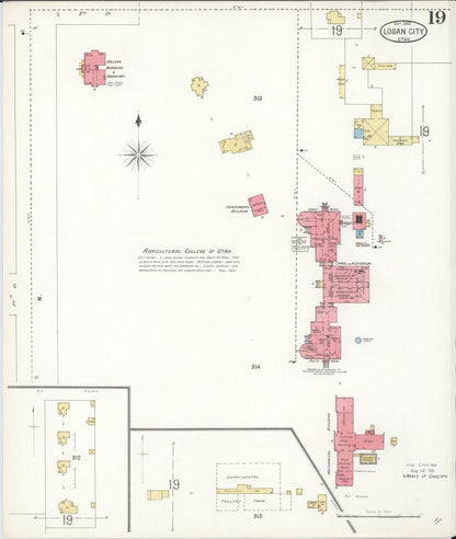 Sanborn Fire Insurance Map from Logan, Cache County, Utah (1900), Sheet #0019 - Complete Map Set gallery image, historic Sanborn map, vintage wall art, Utah Utah