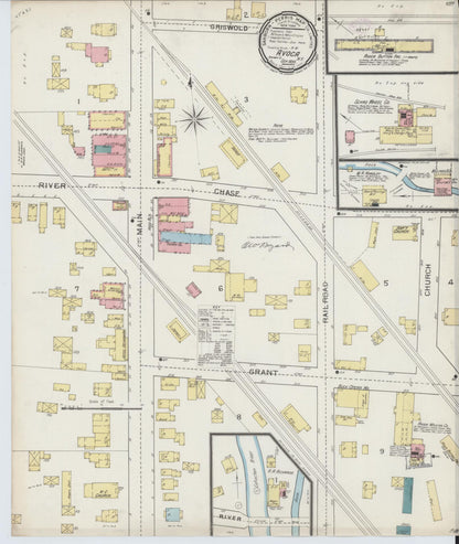 Sanborn Fire Insurance Map from Avoca, Steuben County, New York (1893), Sheet #0001 - Historic Sanborn Fire Insurance Map Print, vintage old map wall art, antique decor, genealogy gift, New York New York map