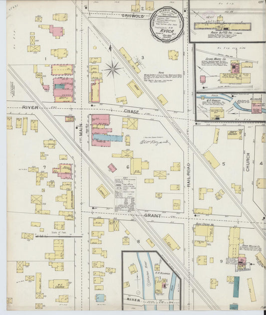 Sanborn Fire Insurance Map from Avoca, Steuben County, New York (1893), Sheet #0001 - Historic Sanborn Fire Insurance Map Print, vintage old map wall art, antique decor, genealogy gift, New York New York map