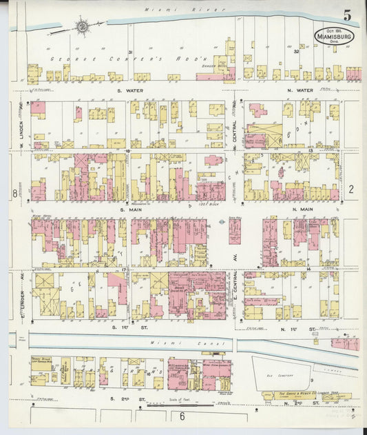 Sanborn Fire Insurance Map from Miamisburg, Montgomery County, Ohio (1911), Sheet #0005 - Historic Sanborn Fire Insurance Map Print, vintage old map wall art, antique decor, genealogy gift, Ohio Ohio map