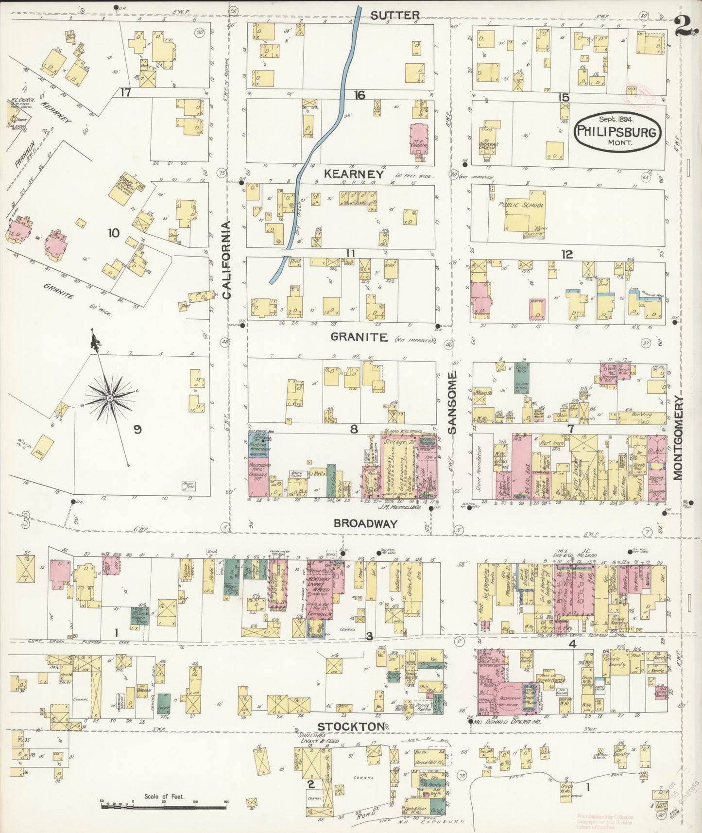 Sanborn Fire Insurance Map from Philipsburg, Granite County, Montana (1894), Sheet #0002 - Historic Sanborn Fire Insurance Map Print, vintage old map wall art, antique decor, genealogy gift, Montana Montana map