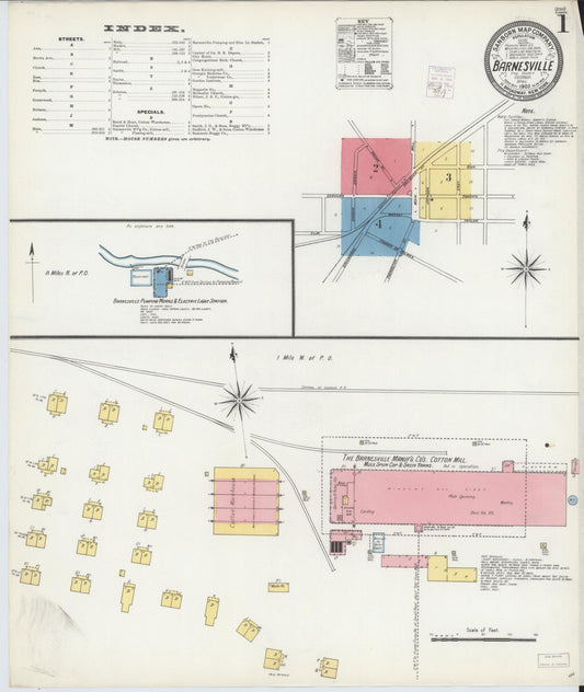 Sanborn Fire Insurance Map from Barnesville, Lamar County, Georgia (1903), Sheet #0001 - Complete Map Set gallery image, historic Sanborn map, vintage wall art, Georgia Georgia