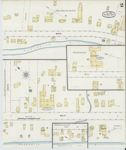 Sanborn Fire Insurance Map from Hunter, Greene County, New York (1895), Sheet #0002 - Complete Map Set gallery image, historic Sanborn map, vintage wall art, New York New York