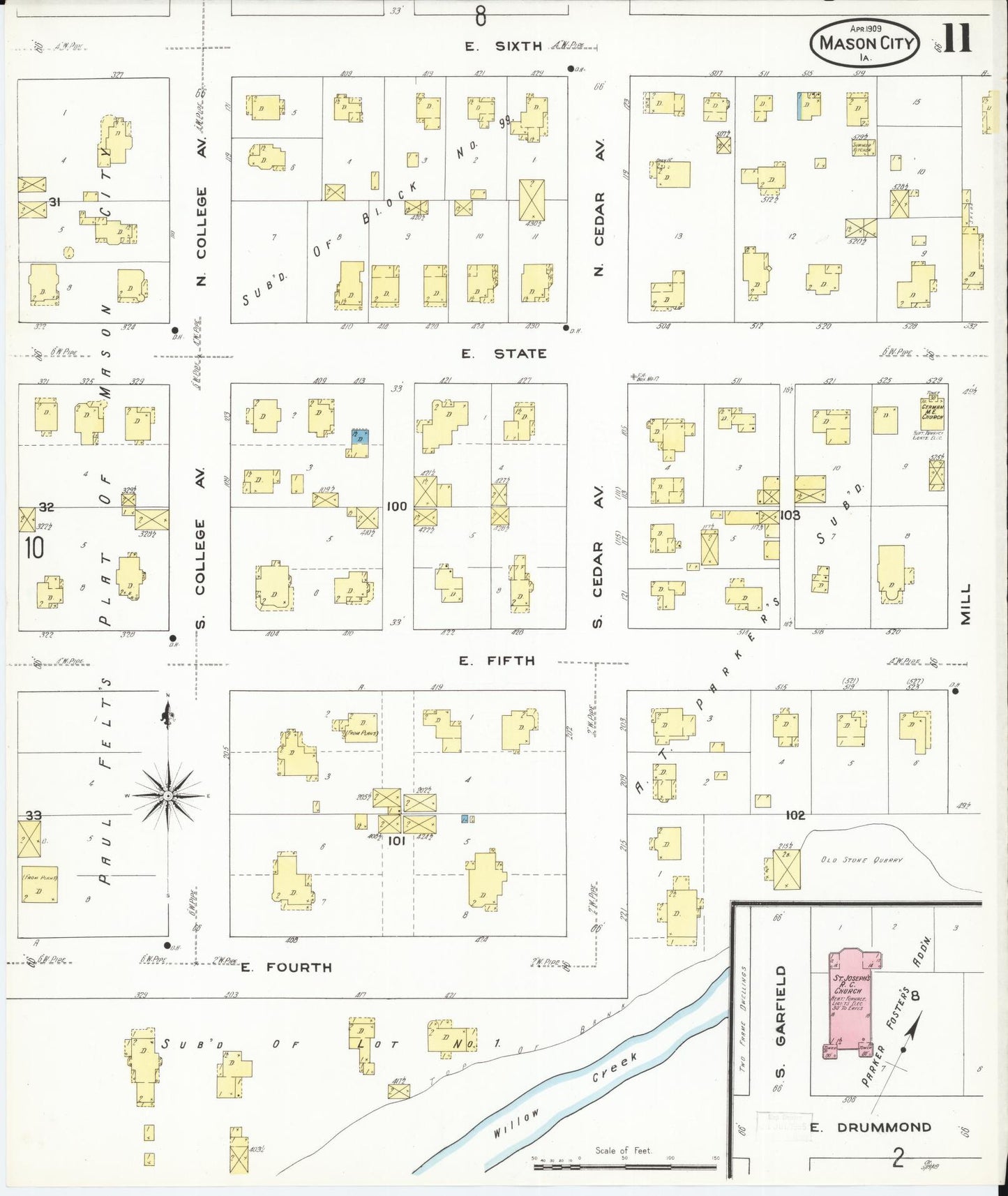 Sanborn Fire Insurance Map from Mason City, Cerro Gordo County, Iowa (1909), Sheet #0011 - Historic Sanborn Fire Insurance Map Print